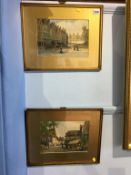 J. W. Milliken, pair, watercolour, 'Dutch street scenes', 17 x 25cm