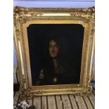 19th century, unsigned, oil on canvas, 'Portrait of a Cavalier', 76 x 63cm, (in ornate gilt