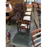 A set of four mahogany chairs and one other
