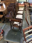 A set of four mahogany chairs and one other
