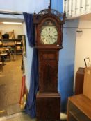 A 19th century mahogany long case clock by Cuthbert Hutchinson of Sunderland, with painted dial, two