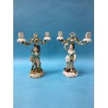 A pair of Continental porcelain figural candelabras