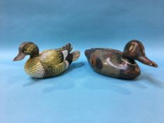 Two decoy type ducks