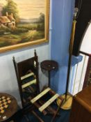 A cheval mirror, luggage stand and occasional table (3)