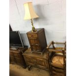 An oak cabinet, bedside cabinet etc.