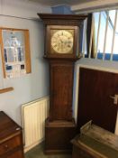 An oak long case clock by John Varley, with eight day movement and two subsidiary dials