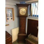 An oak long case clock by John Varley, with eight day movement and two subsidiary dials