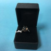 A 9ct gold and smoky quartz ring, size 'O'