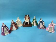 A collection of Wedgwood figures to include Henry VIII and his six wives (7)