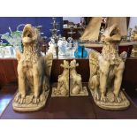 Two pairs of stoneware bookends, modelled as Griffins