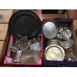 A large quantity of silver plate in two boxes