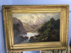 A. Mellizer, oil on canvas, signed, 'Alpine Landscape with figures watching over their cattle', (