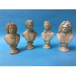 Four plaster busts of various composers
