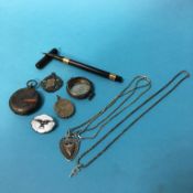 Assorted silver jewellery and an 18ct gold mounted pen