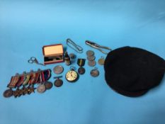 A collection of assorted medals and coins etc.; to include World War II set to 'A Johnson Stok R.N',