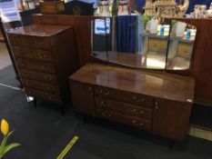 A mahogany dressing chest and chest of drawers