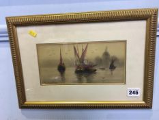 Watercolour, sailing scene, ?? Thornton, 38 x 26cm