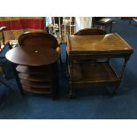 An oak tea trolley and an occasional table