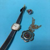 A ladies 9ct gold watch and 9ct gold ring etc.