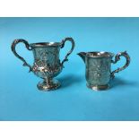 A silver jug and a cup, 10oz