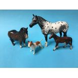 Three Beswick horse and an Old English Bull Terrier (4)