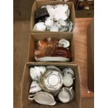 Three boxes of assorted china