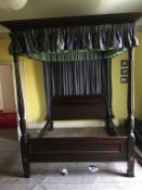 A mahogany and pine four poster bed, mattress size 198cm x 167cm