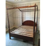 A Chapmans mahogany four poster bed, mattress size 202cm x 163cm