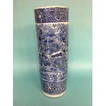 An Oriental blue and white stick stand