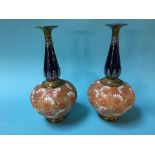 A pair of Doulton Lambeth vases (a/f)