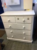A painted pine chest of drawers