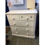 A painted pine chest of drawers