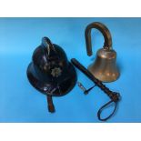 A fireman's helmet, a brass bell and a truncheon etc.