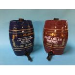 Two ceramic sherry barrels