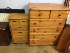 A pine chest of drawers and one other