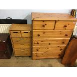 A pine chest of drawers and one other