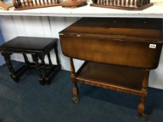 An oak trolley and a nest of tables