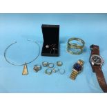 Assorted costume jewellery and a gents wristwatch