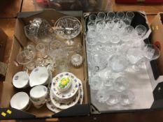 Two trays, to include glassware etc.