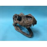 A replica T-Rex skull