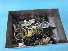 A quantity of costume jewellery and wristwatches