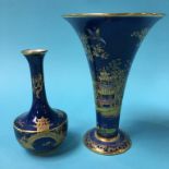 A Carlton Ware spill vase, decorated with pagodas,