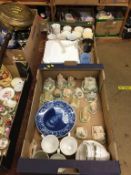 Two boxes of commemorative china and Lilliput Lane houses