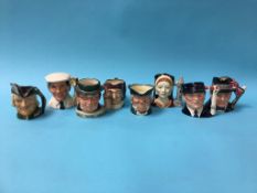 Eight Royal Doulton medium character jugs