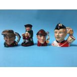 Three Royal Doulton character jugs and a Toby jug (4)