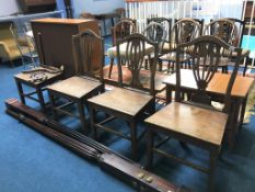 A set of four antique elm chairs