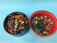 Two tubs of Die Cast toys etc.