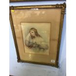 R. Hill Dell, watercolour, signed, Half length portrait of a young lady, 29 x 23cm