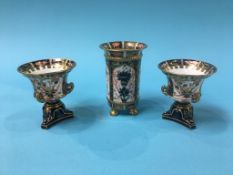 A pair of Royal Crown Derby Campagna vases, numbered 6299, printed marks, 8.5cm high and a