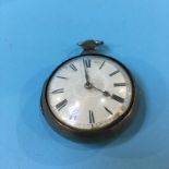 A silver pair cased pocket watch, fusee movement signed Thos Killham Epworth